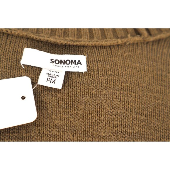 Sonoma green olive Open Front Cardigan Sweater Size PM - Picture 4 of 12